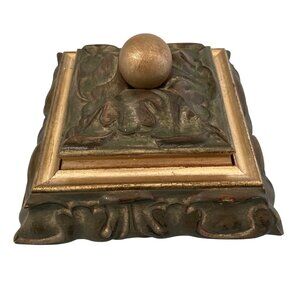 Victorian Style Decorative Box With Embossed Design And Gold Accents